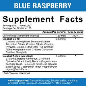 5%, Crea-TEN 10-in-1 Creatine Formula, Blue Raspberry