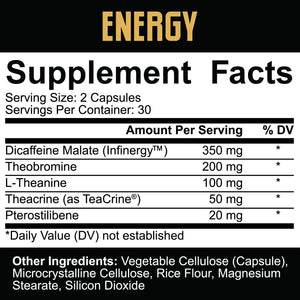 5%, Energy, 250 mg caffeine, 30 servings