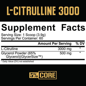 5%, L-Citrulline 3000, 60 servings