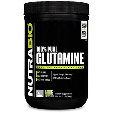 NutraBio 100% Glutamine Powder - 500 Grams