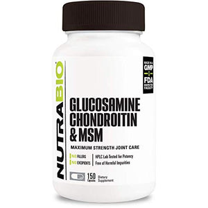 NutraBio Glucosamine Chondroitin & OptiMSM Supplement – Joint Support Formula (150 Capsules)  by NutraBio