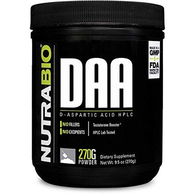 NutraBio D-Aspartic Acid (DAA) Powder – 270 Grams, 90 Servings  by NutraBio
