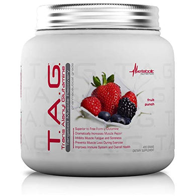 Metabolic Nutrition, TAG, Trans Alanyl Glutamine, 100% L-Glutamine Peptide Powder, Pre Intra Post Workout, Blue Raspberry, 400 grams
