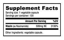 Load image into Gallery viewer, Niacinamide (500mg) 120 Vegetable Capsules