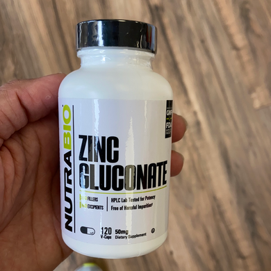 Nutrabio, Zinc Gluconate, 50 mg, 120 v-caps